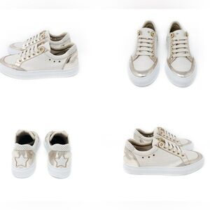 Lorena Antoniazzi White and Gold sneakers